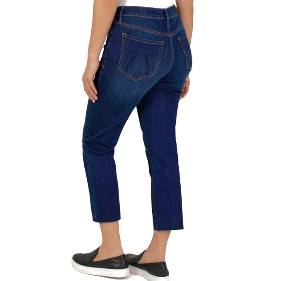 Seven7 Jeans Womens 14 Crop Straight Leg Fray Raw Hem Tower Dark Blue Tummy Con - Picture 2 of 10